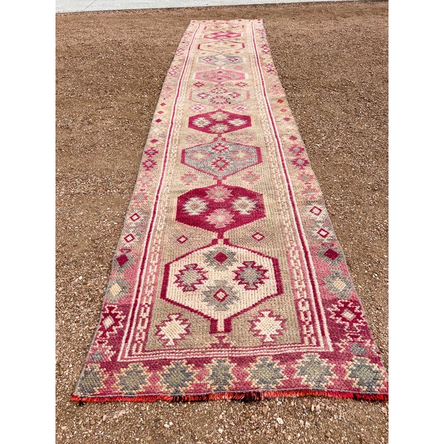 1940s Vintage Turkish Tribal Kurdish Purple Runner Rug For Sale - Image 4 of 8