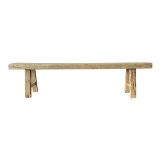 Rustic Chinese Elm Wood Bench For Sale