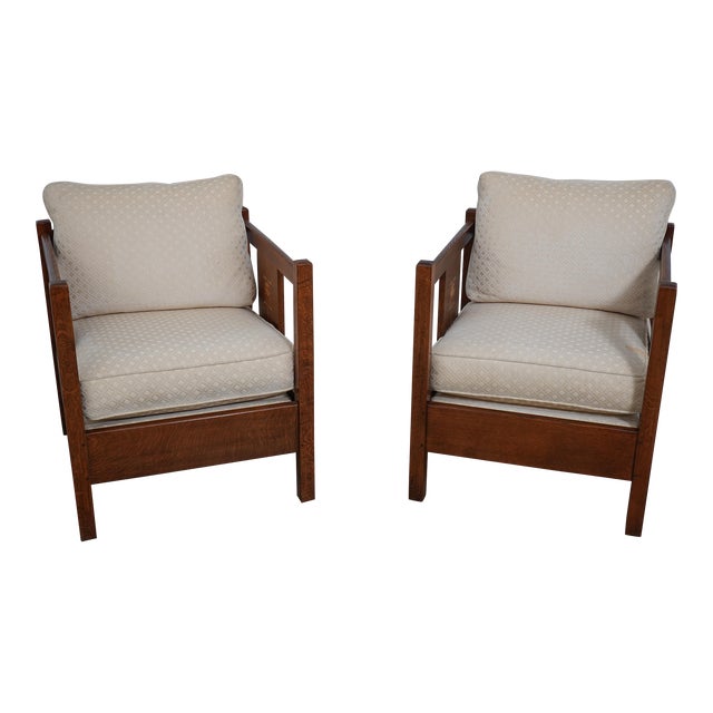 Pair Stickley Harvey Ellis Arts & Crafts Cube Chairs Chairish