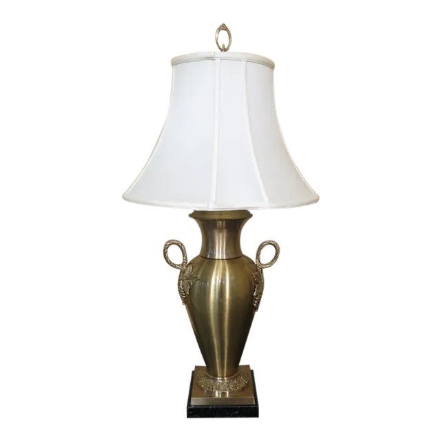 1990s Wildwood Brass Urn Lamp with Shade For Sale