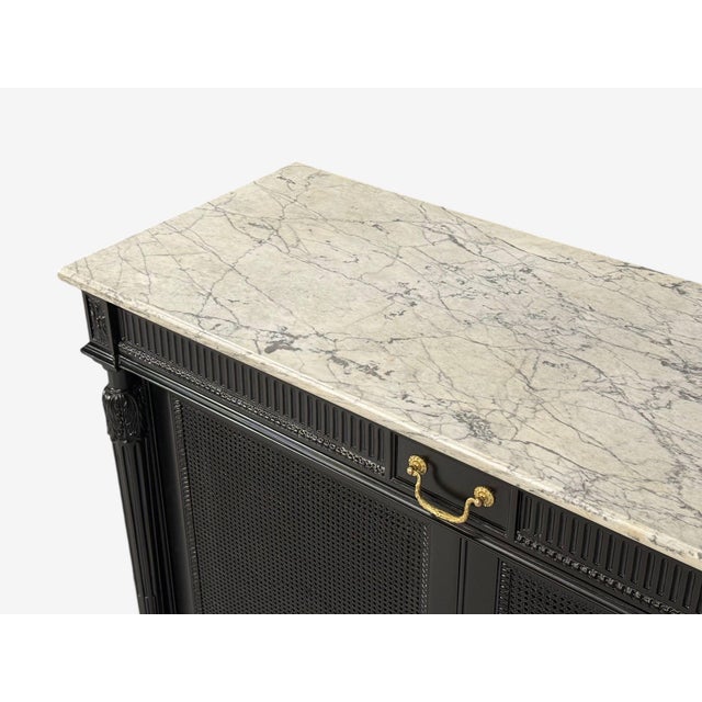 Hollywood Regency Style, Buffets, Black Painted Wood, Marble, France, 1940s For Sale - Image 11 of 18