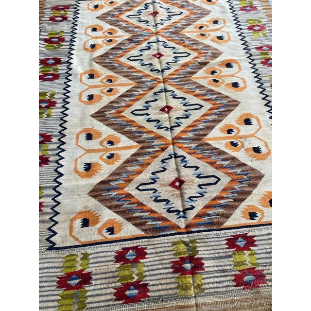 Mid-Century Scandinavian Flat Woven Kilim Rug For Sale - Image 8 of 13