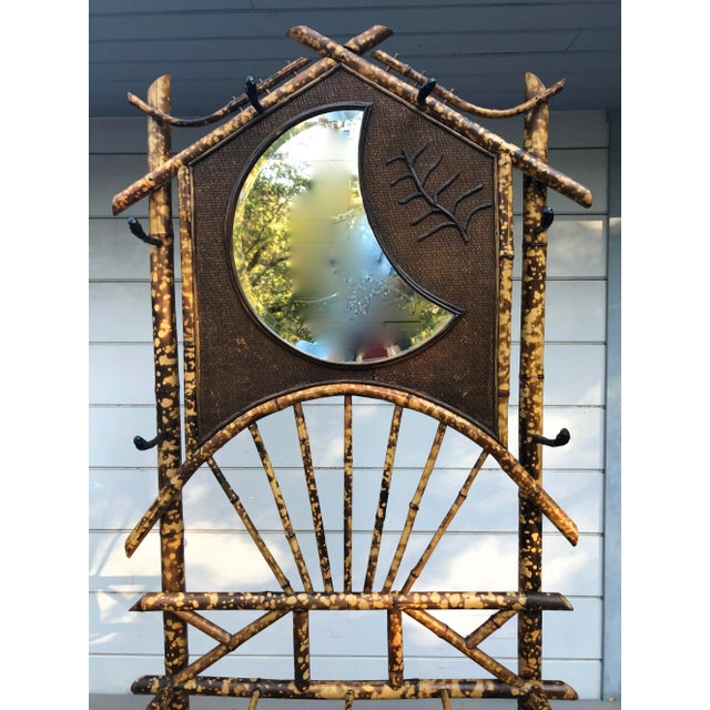 English Hall Stand Tortoise Shell Bamboo Hall Tree For Sale - Image 4 of 12