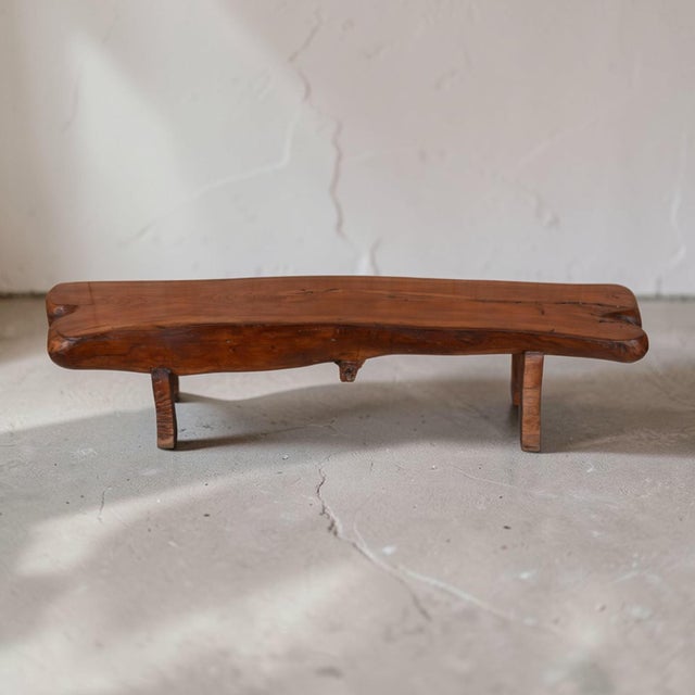 Coffee Sculptural Organic Modern Solid Wood Bench With Cushion For Sale - Image 8 of 8