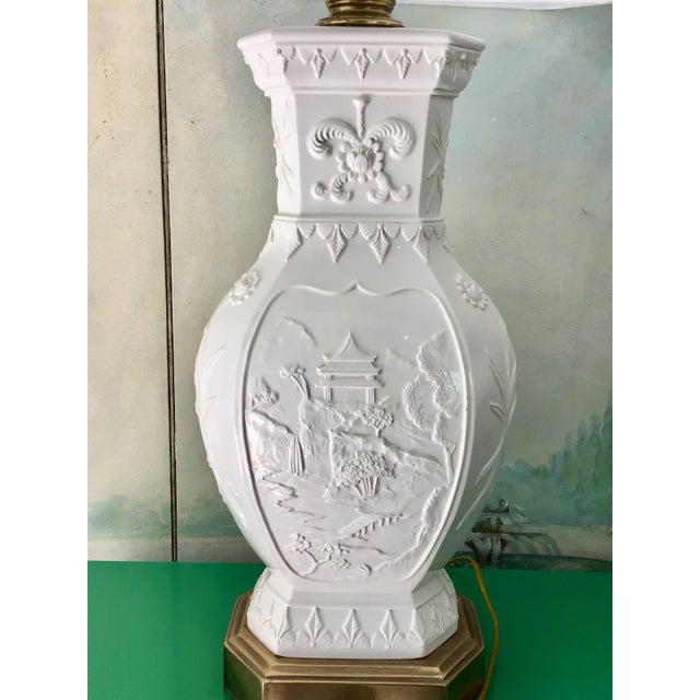 Ceramic 1960s Frederick Cooper Blanc De Chine Lamps With Shades - a Pair For Sale - Image 7 of 11