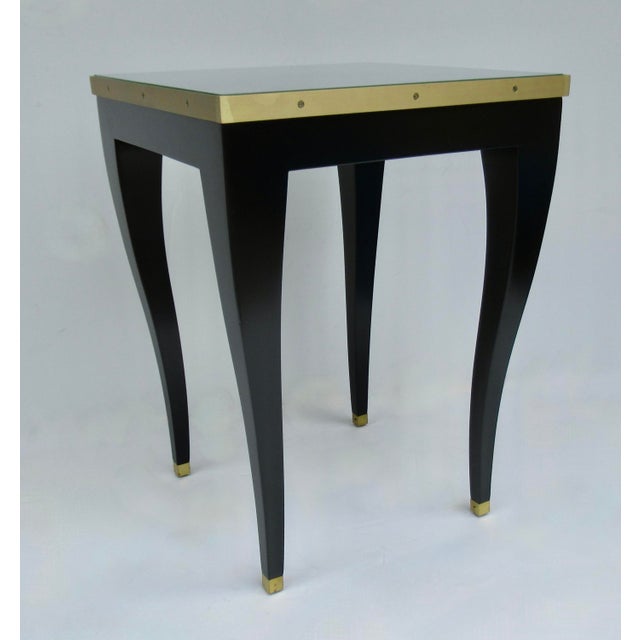 Donghia C.1980's "Essence," Square Occasional, Side, Satin Brass Gallery Satin Ebony Finish With Brushed Satin Brass Details For Sale In West Palm - Image 6 of 18