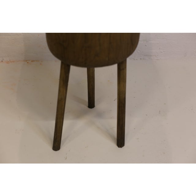 Brown Antique Round Oak Butcher Block Table, Central Hungary, 19th Century For Sale - Image 8 of 9