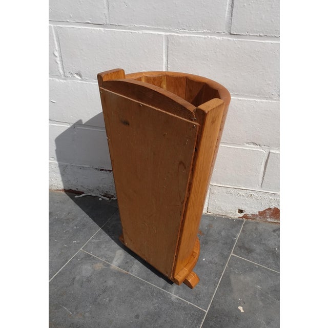 Brown Mid-Century Danish Oak Wall Umbrella Stand, 1970s For Sale - Image 8 of 10