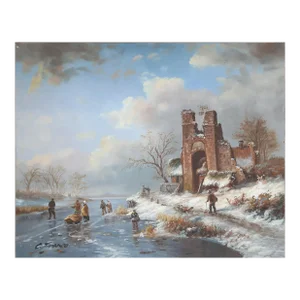 Sea and Sky, Unknown Artist Oil on Wood, Signed L.l.
