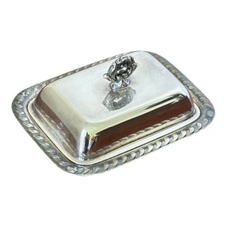 1940s Silver Plate Trinket Box - Vintage Covered Butter Dish For Sale