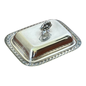 1940s Silver Plate Trinket Box - Vintage Covered Butter Dish