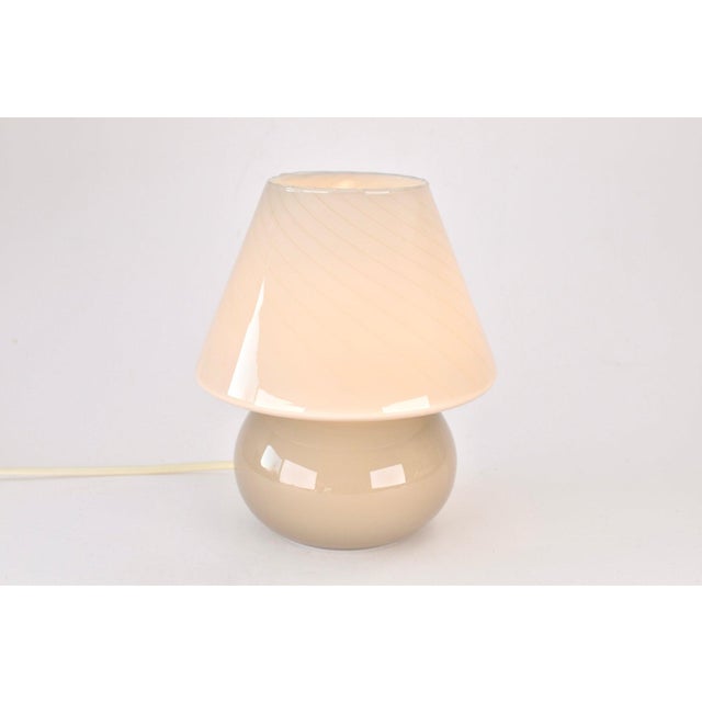 Venini Mid 20th Century Mid Century Modern Venini Style Taupe Glass Mushroom Table Lamp For Sale - Image 4 of 10
