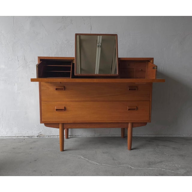 Mid-Century Modern Mid Century Danish Teak Dresser Vanity Desk Combo by Borge Mogensen For Sale - Image 3 of 12