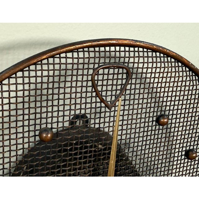 Mid-Century Modern Mid Century Modern Copper Wire Mesh Wall Clock For Sale - Image 3 of 8