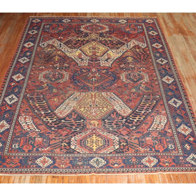19th Century 19th Century Rare Zabihi Collection Dragon Soumac Flat-Weave Rug - 9'2" x 12'7" For Sale - Image 5 of 12