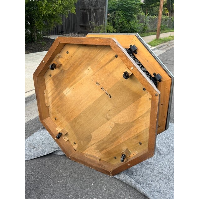 Vintage C. 1969 Mid Century Modern Spanish Revival Octagonal Slate Top & Iron Coffee Table For Sale - Image 10 of 10