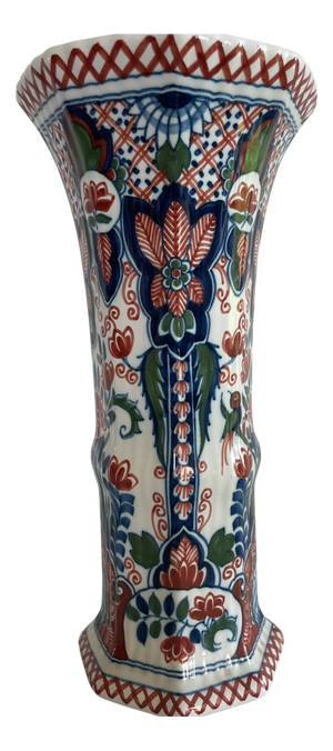 Vintage Hand-Painted Polychrome Vase from Royal Tichelaar Makkum, 1950