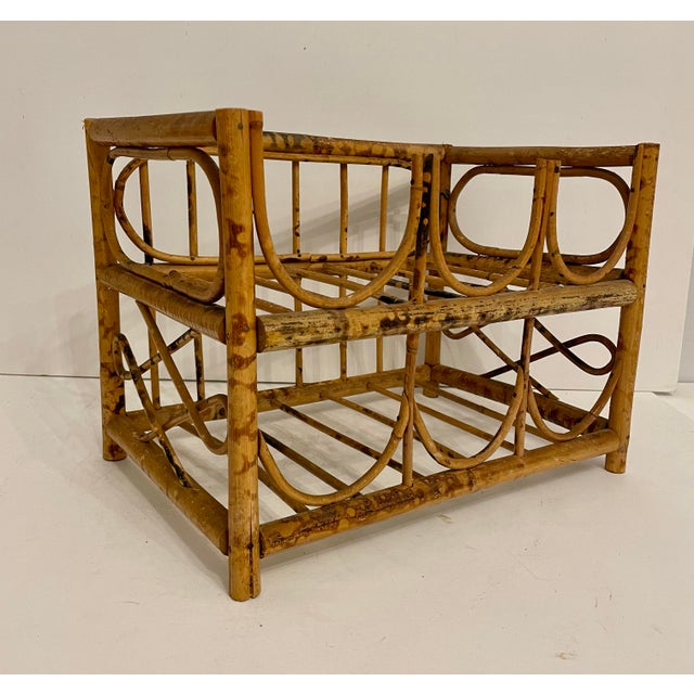 Vintage Tortoise Bamboo 6 Bottle Wine Rack For Sale - Image 10 of 10