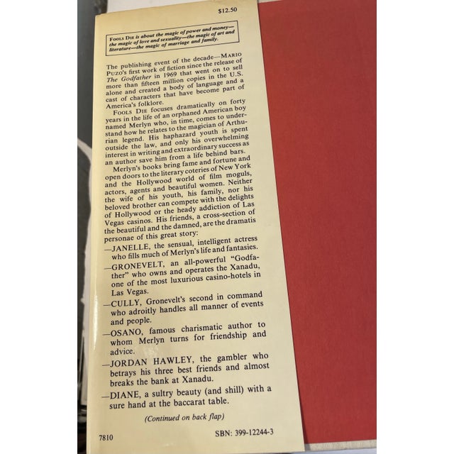 1970s 1978 First Impression “ Fools Die” Book by Mario Puzo For Sale - Image 5 of 5