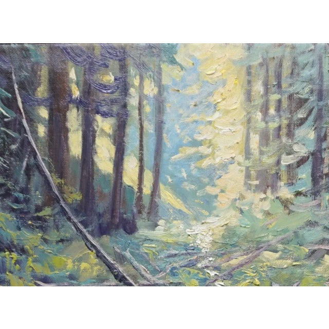 Impressionist Original Oil Painting of Deer in the Forest For Sale - Image 3 of 5