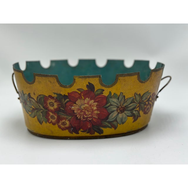 Vintage Tole Cachepot For Sale In Charleston - Image 6 of 9
