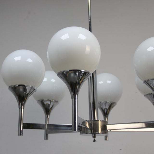 Metal Italian Chrome-Plated Chandelier, 1970s For Sale - Image 7 of 8