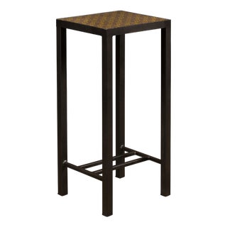 Louis Vuitton Leather Top Small Side Table with Custom Metal Base and Stretchers For Sale
