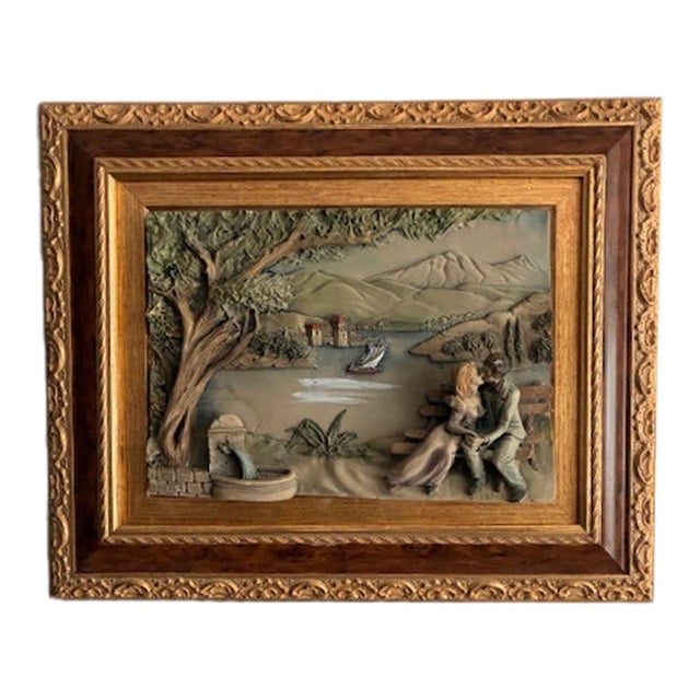 Vintage Italian 3d Relief Capodimonte Ceramic Sculpture For Sale