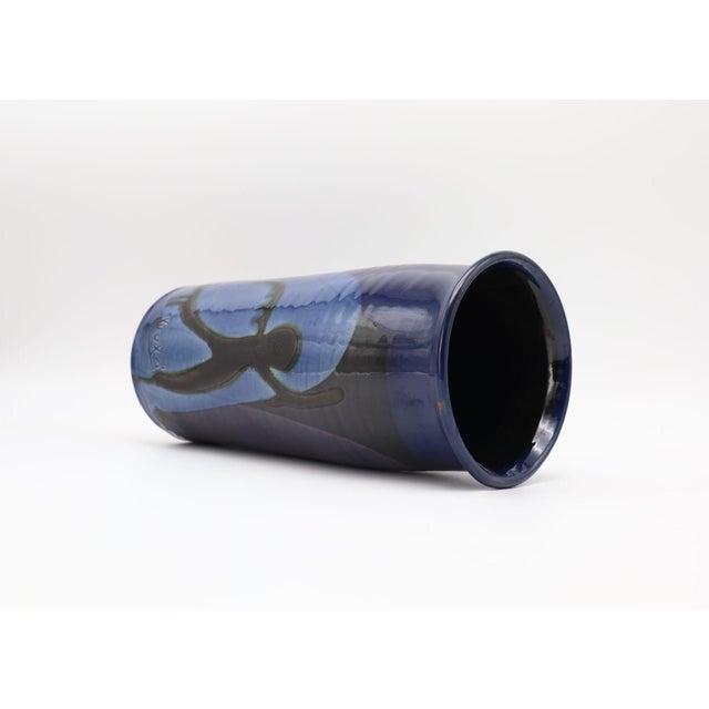 Mid-Century Modern Mid-Century Modernist Cobalt Blue Ceramic Vase by Thomas Buxó, 1970s For Sale - Image 3 of 5