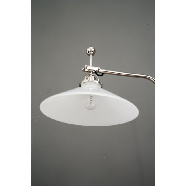 Art Deco Height-Adjustable and Swiveling Nickel Floor Lamp with Opal Glass Shade, 1920s For Sale - Image 16 of 18