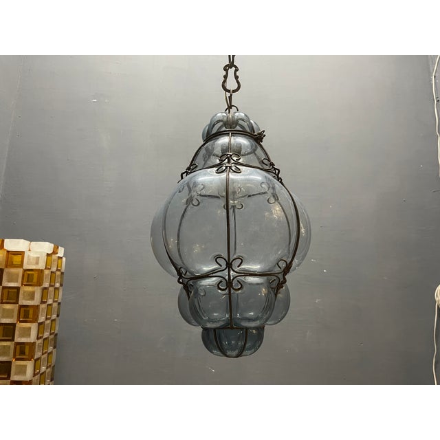 Wrought Iron Murano Glass Pendant Light, 1960s For Sale - Image 10 of 11