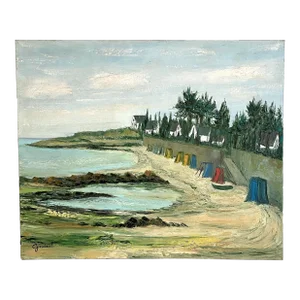 Midcentury French Seaside Oil Painting