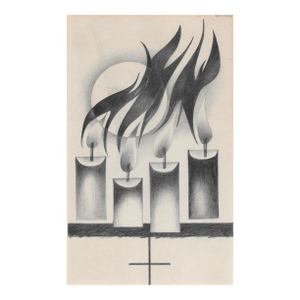 1960s Adalie Brent Four Candles Drawing
