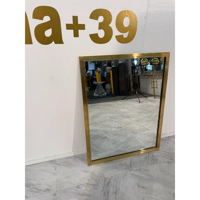 1960s Mid-Century Italian Rectangular Mirror With Brass Frame For Sale - Image 5 of 7