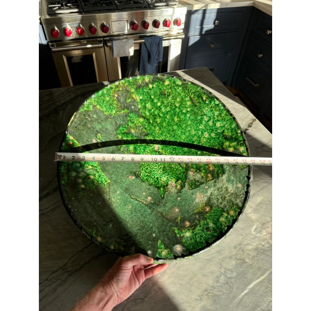 Dark Green Large French Late 19th Century Castelnaudary Green Terra Cotta Plateau Bowl For Sale - Image 8 of 9