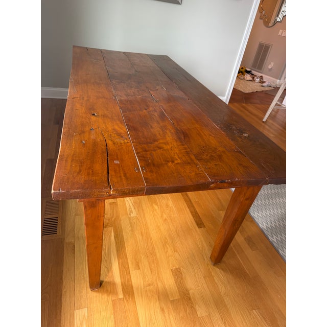 19th Century American Primitive Farmhouse Harvest Dining Table For Sale - Image 11 of 12
