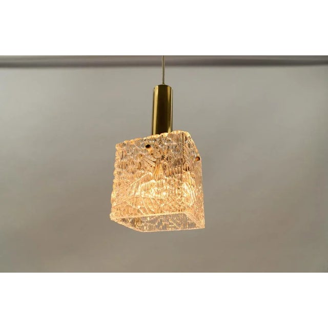 Mid-Century Modern Petite Ice Glass Ceiling Lamp by Kalmar Franken Kg, Germany, 1970s For Sale - Image 3 of 9