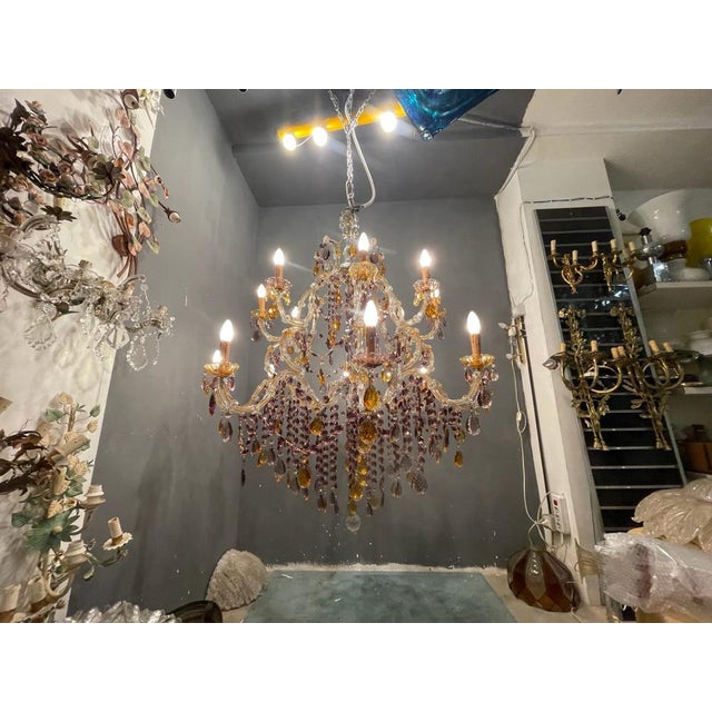 Large Murano Crystal Chandelier, 1960s For Sale - Image 13 of 18