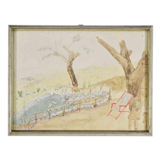 Piero, Garden, Mid-20th Century, Oil Painting on Canvas, Framed For Sale
