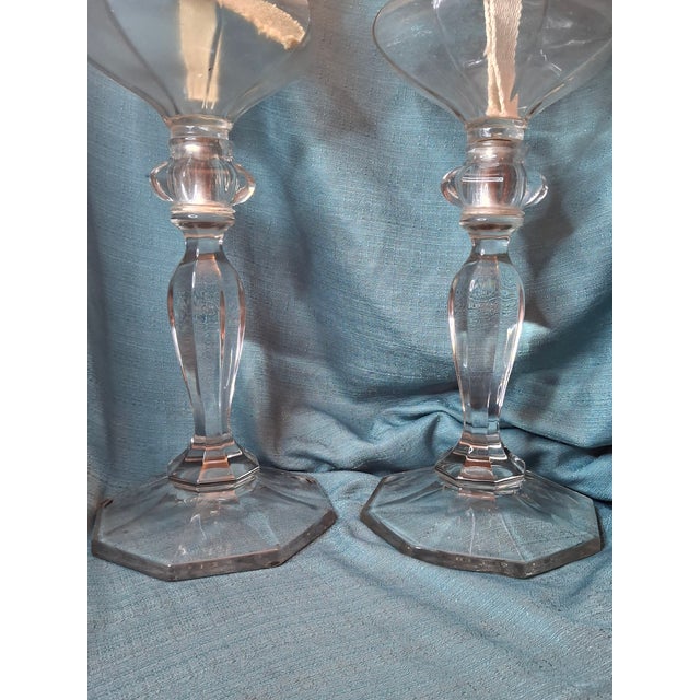 Fostoria Antique Complete Fostoria No. 17 Glass Kerosene Banquet Lamps Duplex Burner - a Pair For Sale - Image 4 of 18
