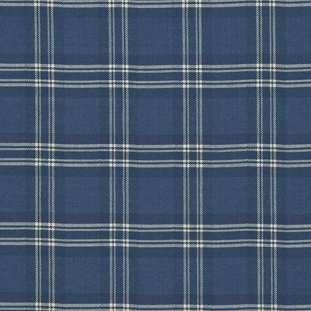 Contemporary Schumacher Check Rustique Fabric in Atlantic Blue For Sale - Image 3 of 3