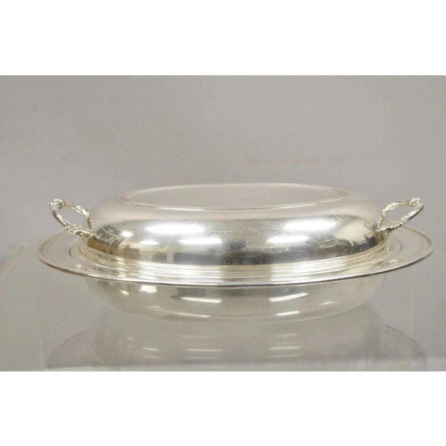 Vintage Sheffield Silver Co USA Silver Plated Lidded Vegetable Serving Dish. Circa Late 20th Century. Measurements: 3" H x...