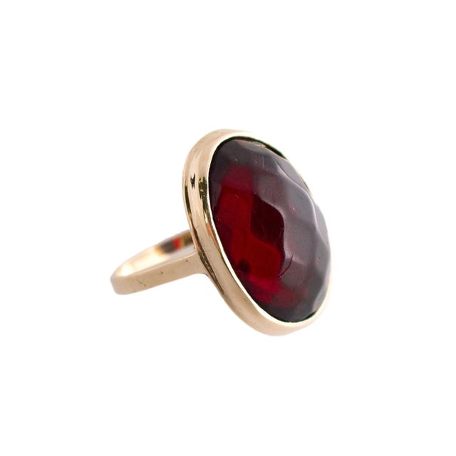 Contemporary Mid 20th Century Faceted Red Amber Ring, Size 9.5 For Sale - Image 3 of 5