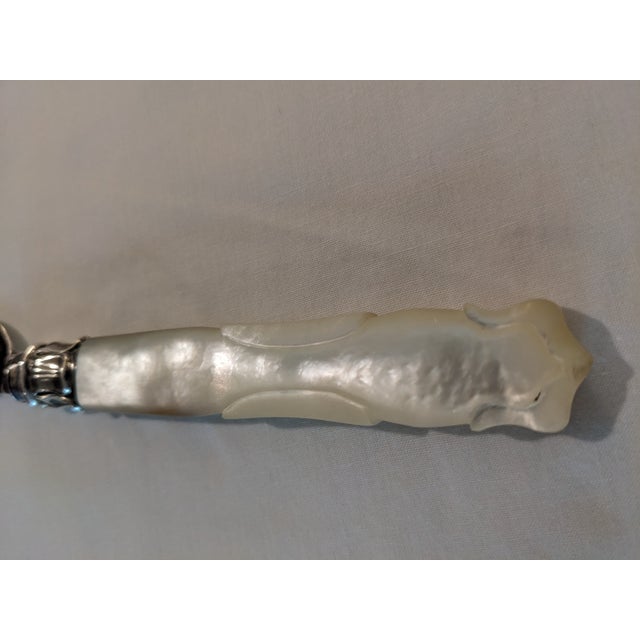 Metal Birmingham 1850 Master Butter Knife Sterling Silver Mother-Of-Pearl For Sale - Image 7 of 12