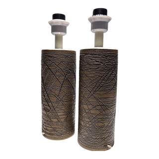 Pair of Mid-Century Stoneware Table Lamps by Aage Rasmus for Selsbo, Sweden For Sale