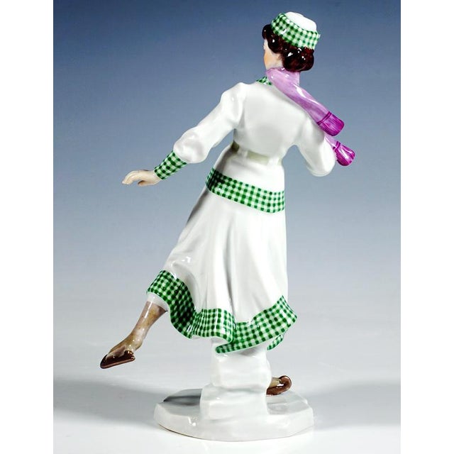 Art Nouveau Ice-Skater Figurine by Alfred Koenig for Meissen, 1890s For Sale - Image 4 of 7