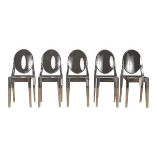 Kartell Victoria Ghost Chairs Clear Philippe Starck Acrylic Dining Chairs - Set of 5 (New Old Stock) For Sale