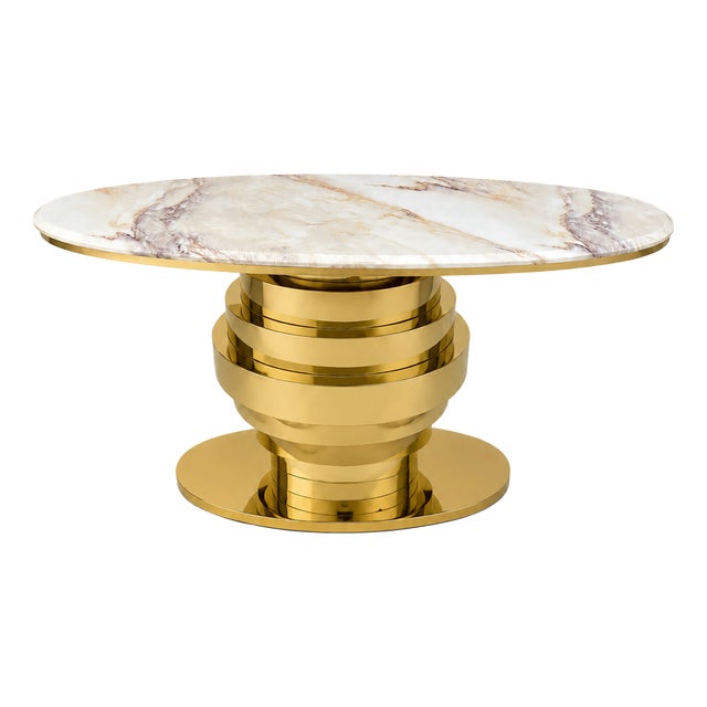 Console Table in Brass and Gold Marble, 2000s For Sale