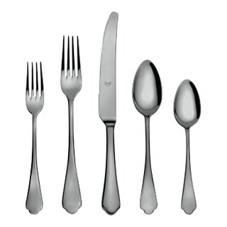 Mepra Dolce Vita 20 Piece Flatware Set, Mirror Oro Black For Sale