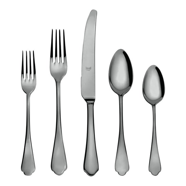 Mepra Dolce Vita 20 Piece Flatware Set, Mirror Oro Black For Sale